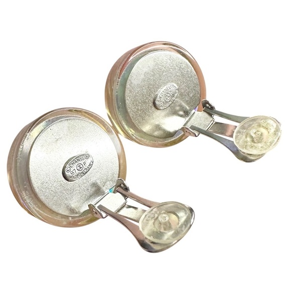 Authentic CHANEL Aurora Borealis Iridescent Rainbow Vintage ‘97 Clip On Earrings - Picture 11 of 16